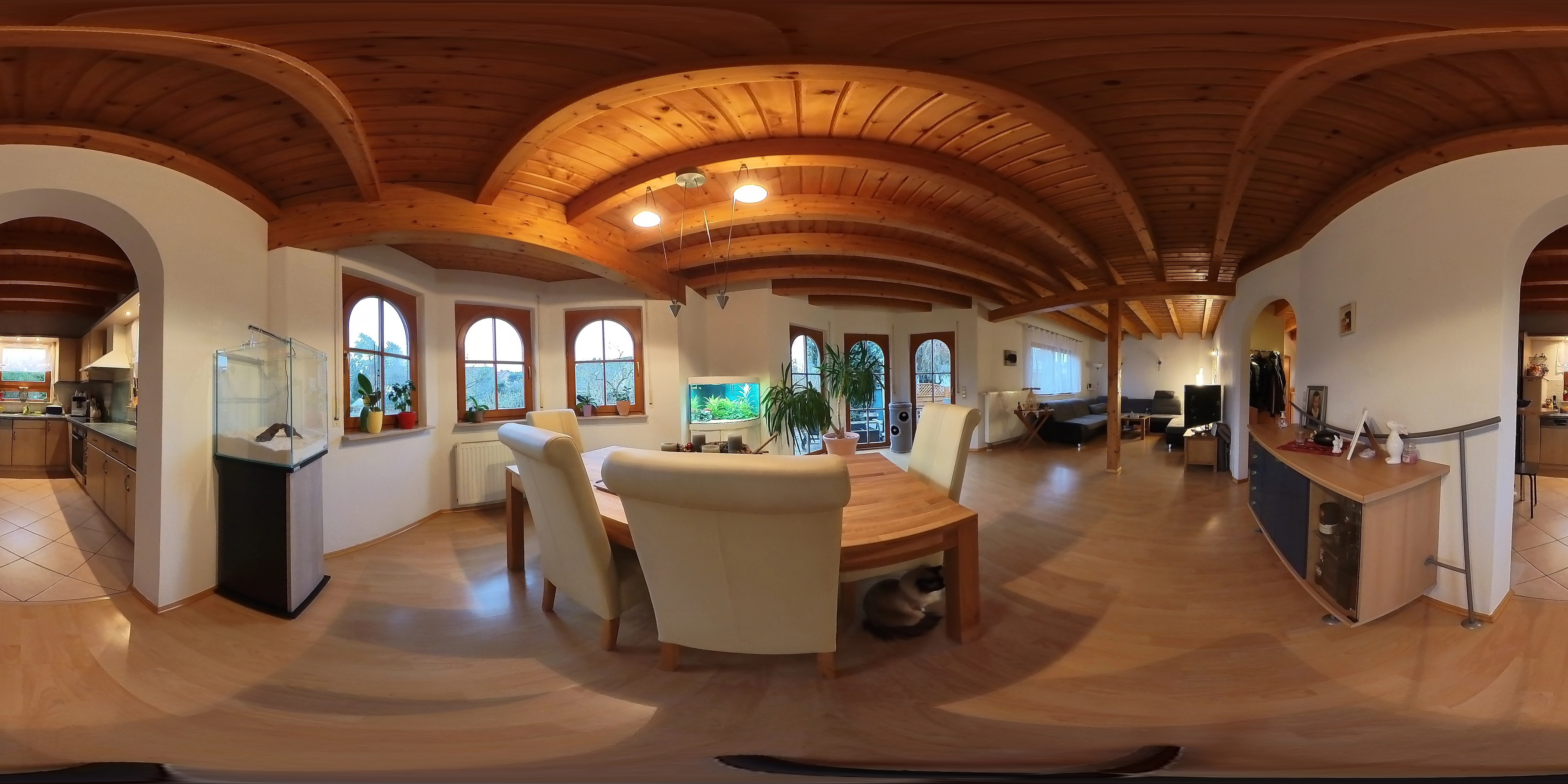 360°-Panoramaaufnahme eines Wohnzimmers – Basis für den virtuellen Matterport-Rundgang